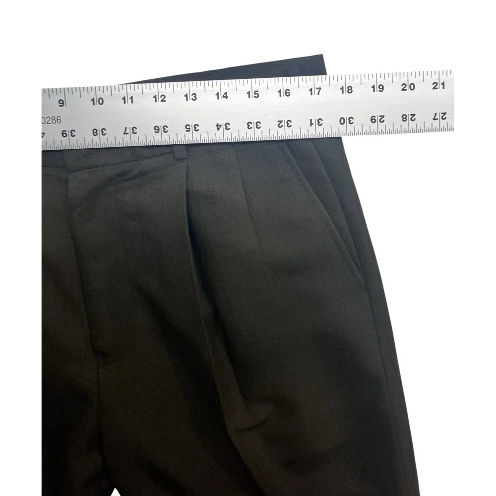 vtg 90s Perry Ellis 34x34 Olive Green Dress Pants Trousers Pleated Cuffed Mens